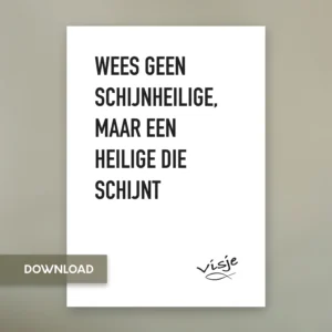 WEES GEEN SCHIJNHEILIGE, MAAR EEN  HEILIGE DIE SCHIJNT