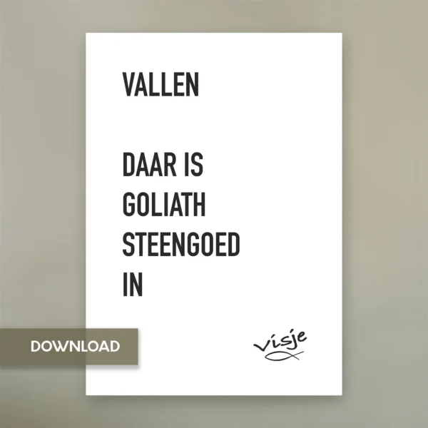 VALLEN DAAR IS GOLIATH STEENGOED IN