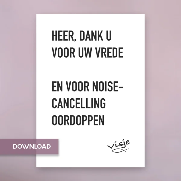HEER, DANK U VOOR UW VREDE EN VOOR NOISECANCELLING OORDOPPEN